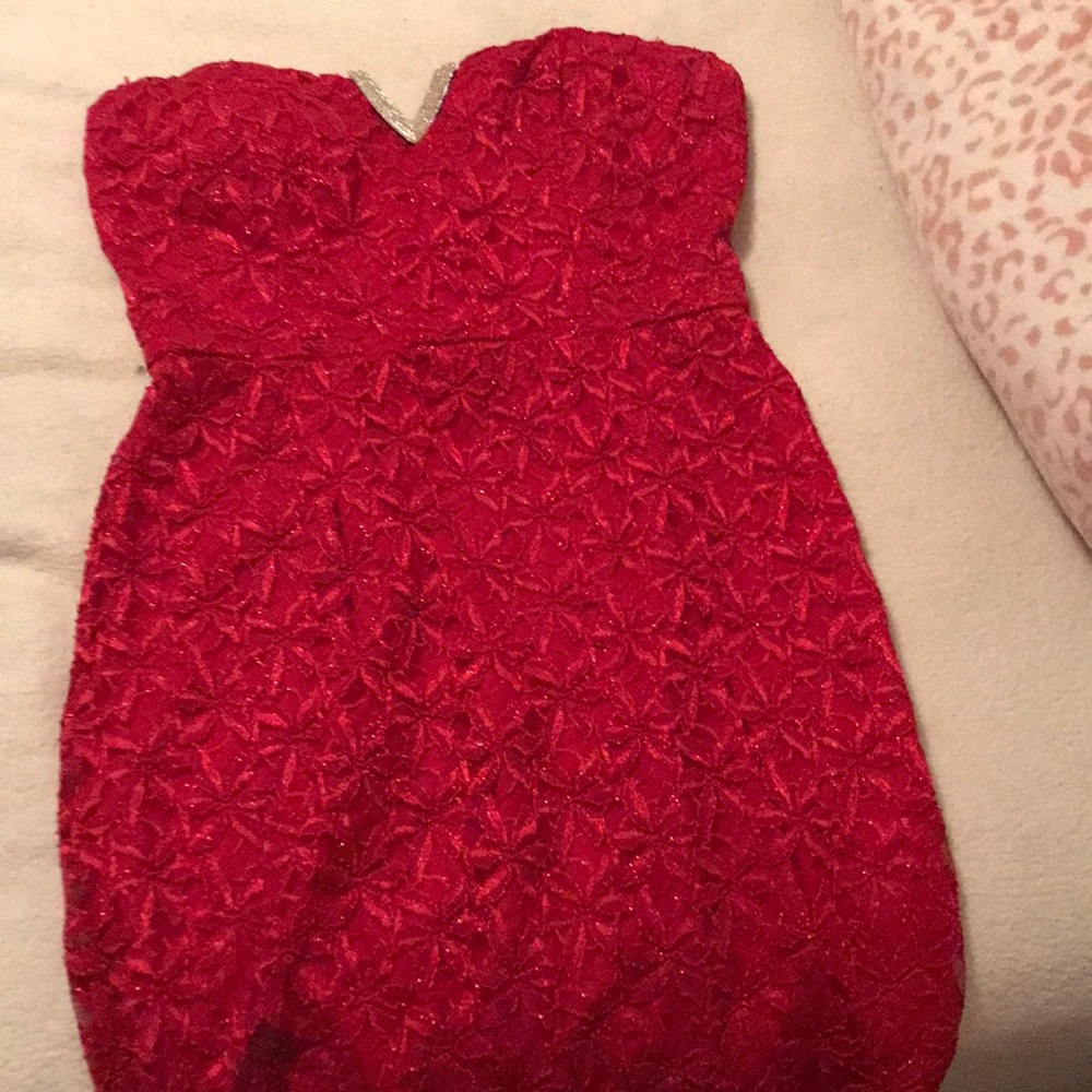 Red mini lace dress